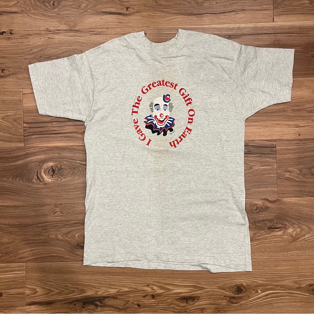 Vintage Clown I Gave The Greatest Gift On Earth XL Gray T Shirt